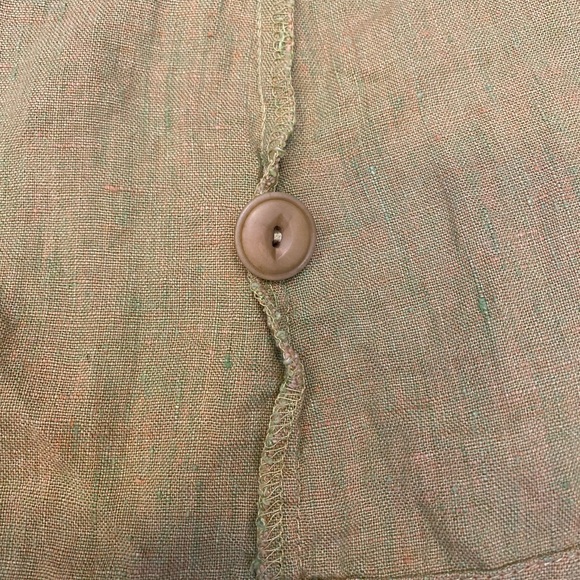 Flax 100% Linen Green/Yellow Top - jacket or shirt size XS/S like new - Picture 6 of 9